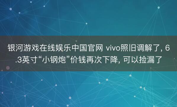 银河游戏在线娱乐中国官网 vivo照旧调解了， 6.3英寸“小钢炮”价钱再次下降， 可以捡漏了