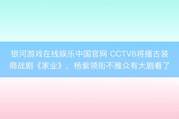 银河游戏在线娱乐中国官网 CCTV8将播古装商战剧《家业》，杨紫领衔不雅众有大剧看了